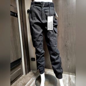 Dark Gray Cargo Pants with Relaxed Fit and Belt Loops